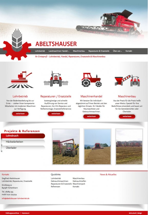 Webseite Abeltshauser Lohnbetrieb